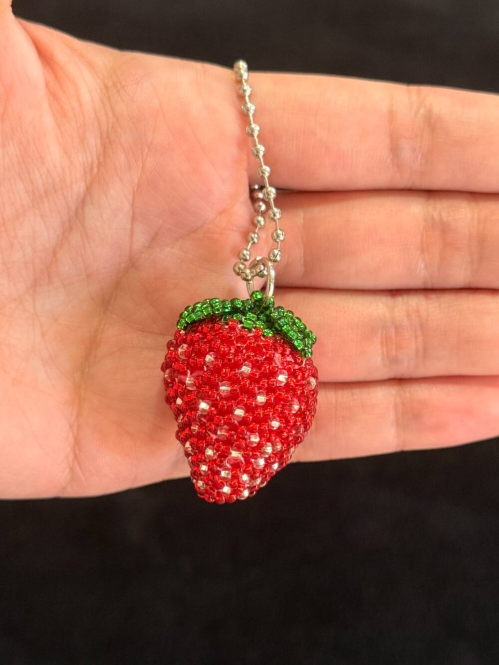 Beaded Handmade Strawberry Fruit Keychain Ball Chain Bag Charm